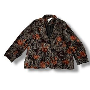 Coldwater Creek Tapestry Blazer Jacket Womens Size 1X Dark Floral Vintage Y2K